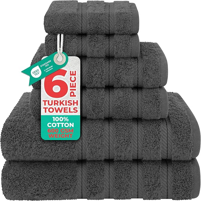 Official American Soft Linen Luxury 6 Piece Towel Set 2 Bath Towels 2 Hand Towel 2 Specialty