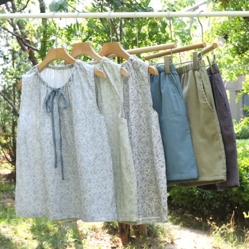Responsible Ownkoti Ditsy Floral Cotton Tank amp Shorts Pajama Set Superior