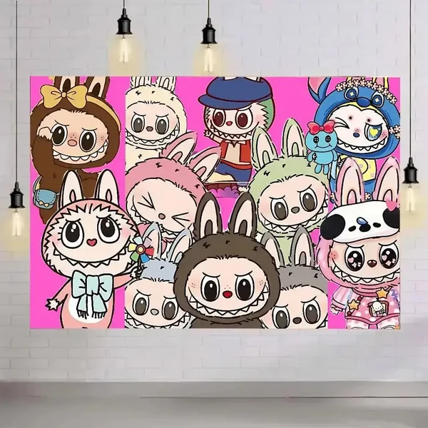 Trendy Labubu The Monsters Dolls Anime Tapestry Exceptional