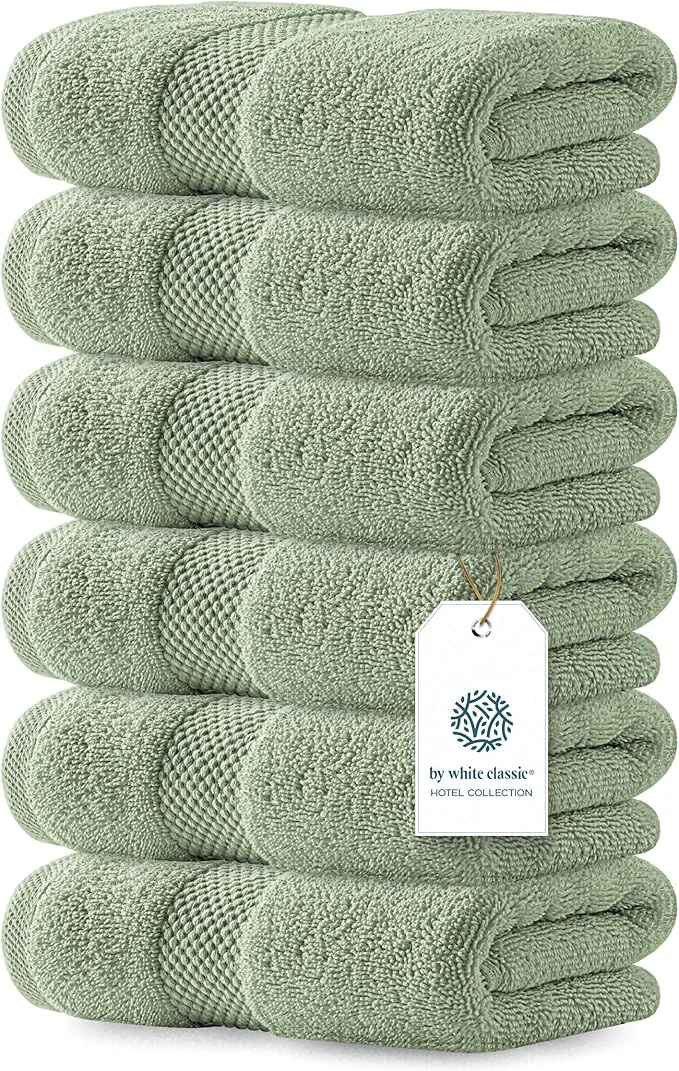 Official White Classic Luxury Light Green Hand Towels Clean