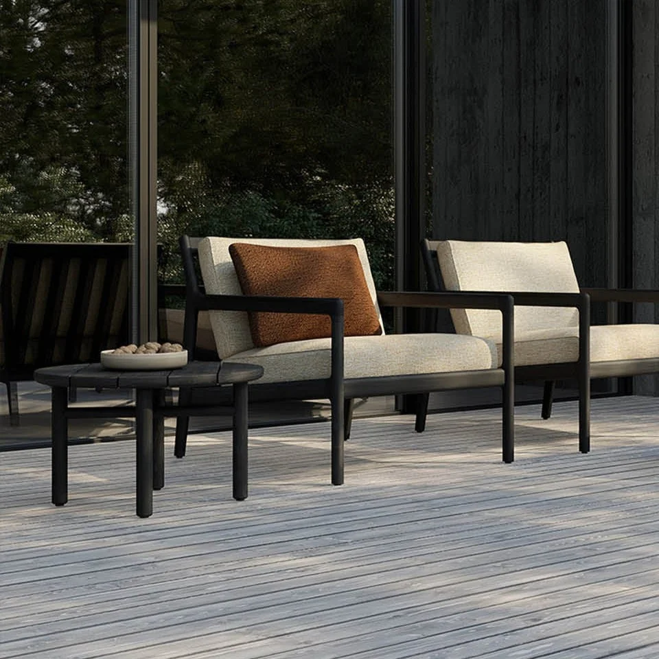 Crafted Quatro Solid Black Teak Outdoor Coffee Table 27 quot Reusable