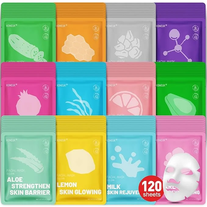 Professional KONEUK 120 Pack Collagen Essence Sheet Face Masks Skincare Moisturizing Safe