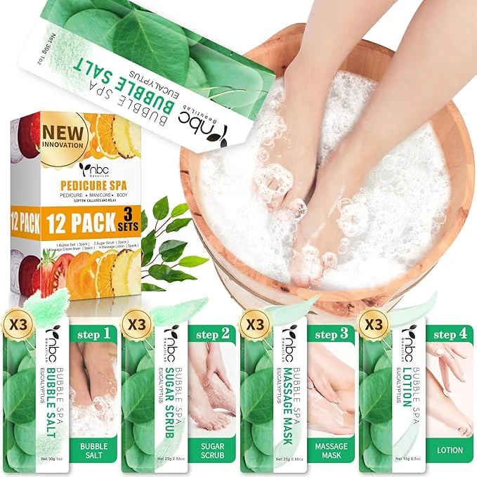 Dependable Pedicure Kit Foot Soak Set Bubble Salt Sugar Scrub Massage Mask Massage Classic