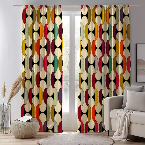 Optimized Retro 70s Curtains – Mid Century Modern Curtain Panels Flexible