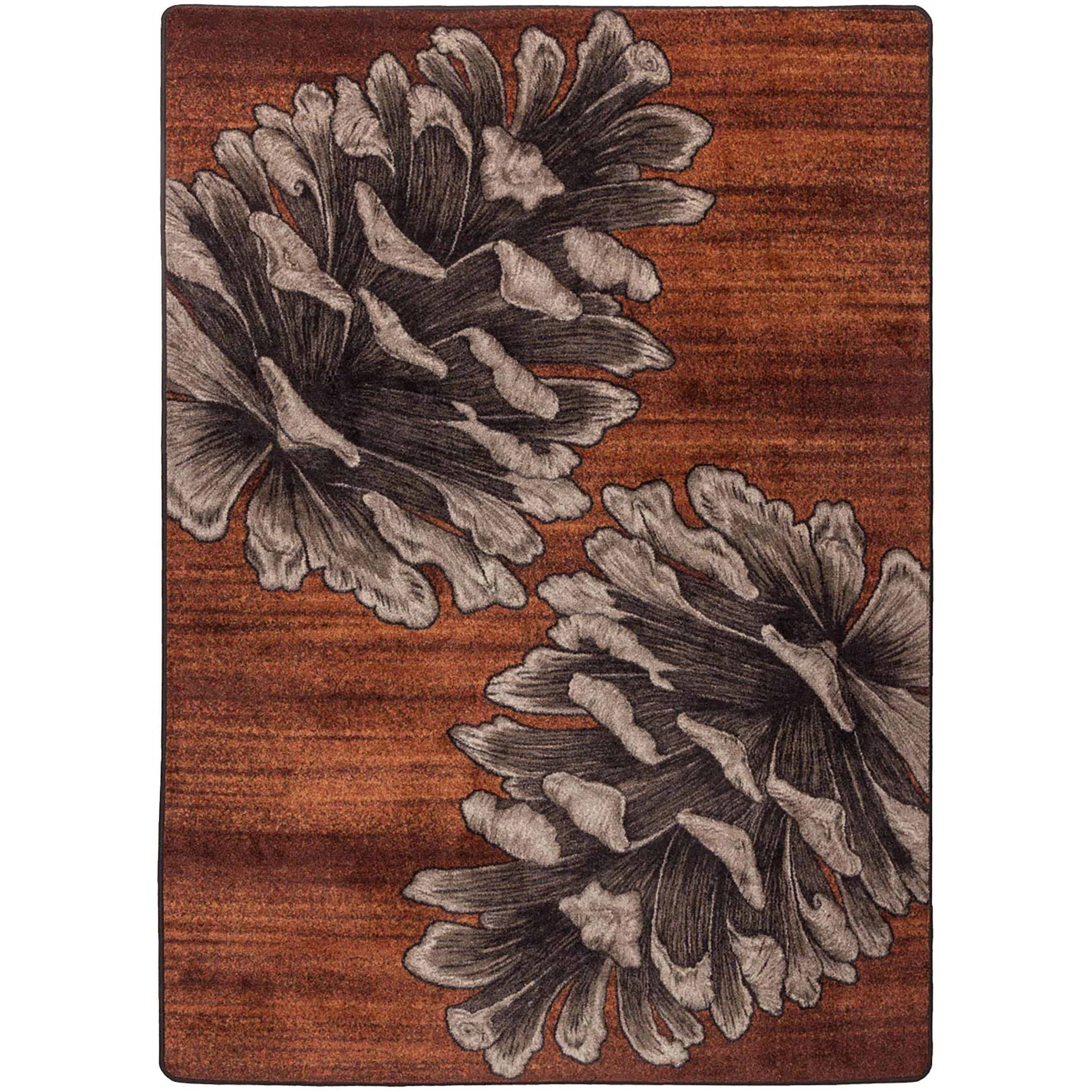 Traditional Courting Pine Cones Rug – Rust Flexible
