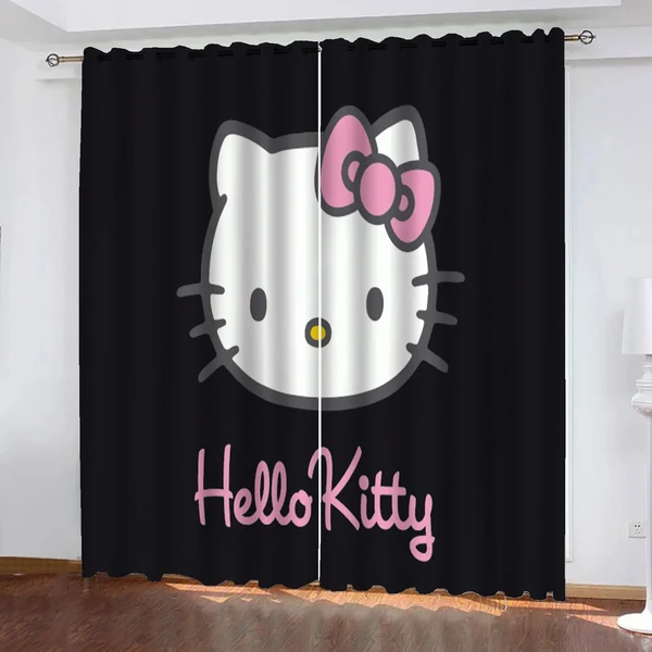 Green Hello Kitty Kids Window Curtains User-Friendly