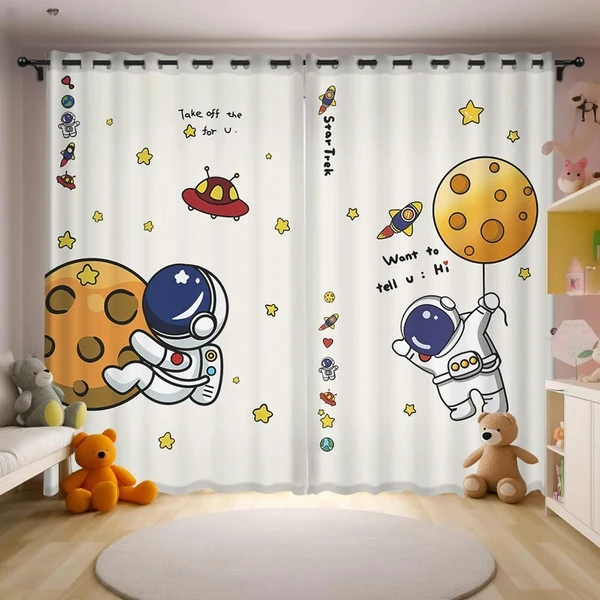 Smart Cartoon Space Astronaut Kids Curtains Flexible