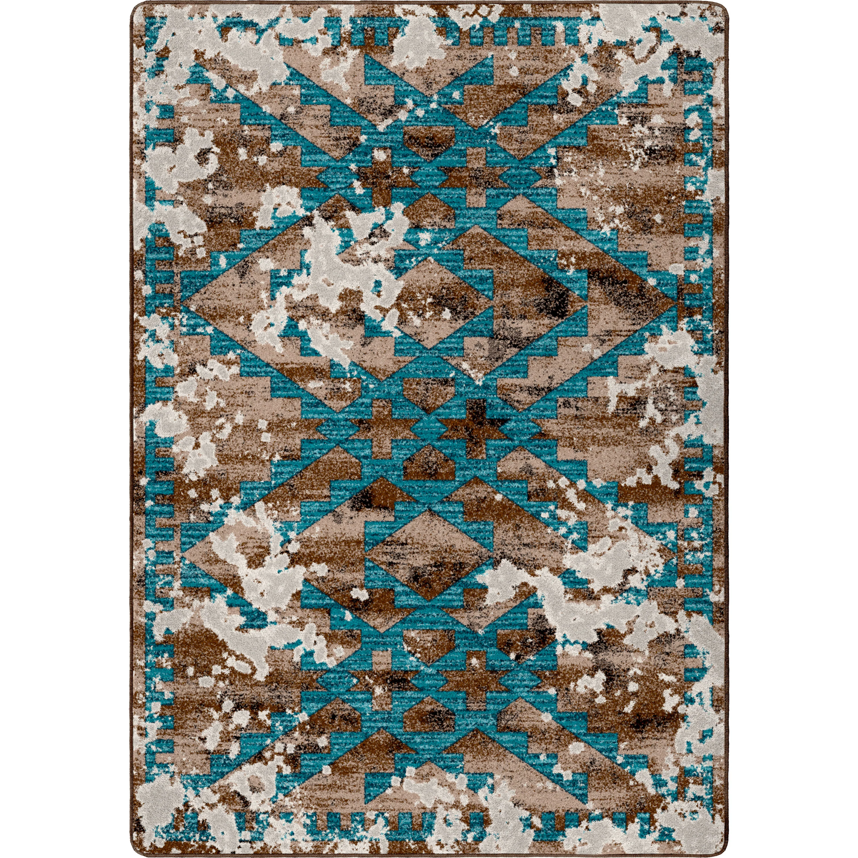 Clean Distressed Fresco Rug – Turquoise Stylish
