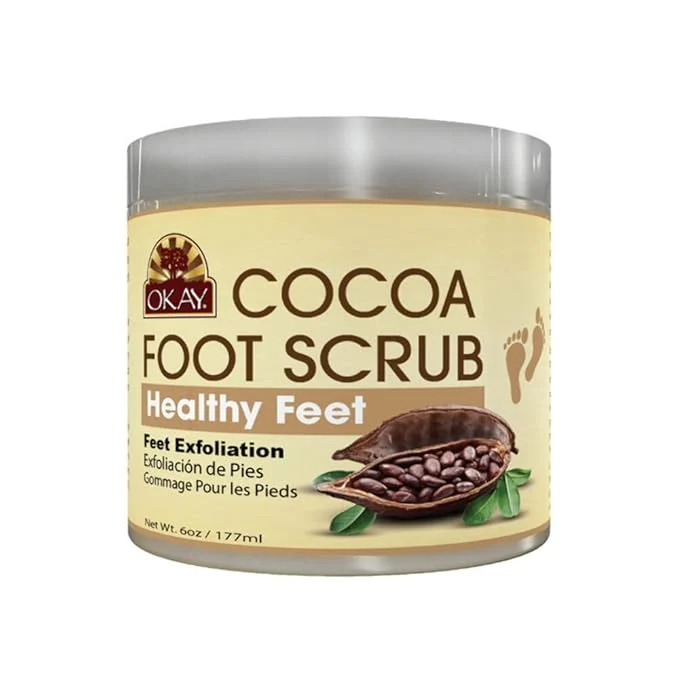 World-Class OKAY All Natural Cocoa Butter Foot Scrub 6 Ounce Easy-to-Use