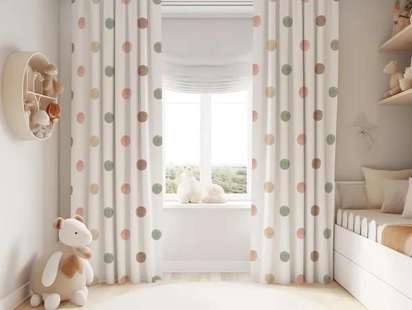 Elegant Polka Dot Kids Room Curtains – Pastel Nursery Decor Long-Lasting