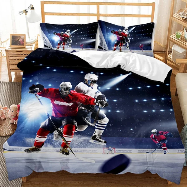 Outstanding Ice Hockey Quilt Cover Set Stylish