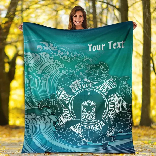 Artisan Personalized Australia Ab amp Torres Strait Island Blanket – Wave Print Flannel Throw for Kids amp Adults Long-Lasting