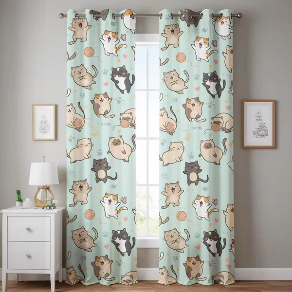Functional Playful Cat Kids Curtains – Fun amp Cozy Décor for Children 39 s Rooms Authentic
