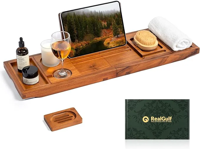 Breathable Teak Bathtub Tray Bath Caddy Powerful