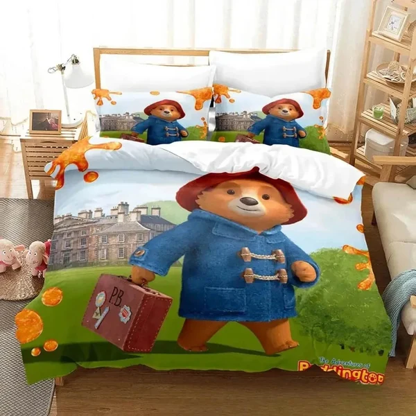 High-Grade 3D Cartoon Paddington Bear Bedding Set – Cute Kids Duvet Cover Luxury