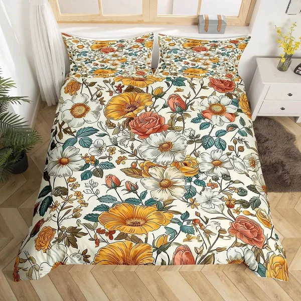 Premium Material Botanical Leaf Doona Cover – Tropical Floral Leaves Bedding for Modern Bedroom Decor Relaxed