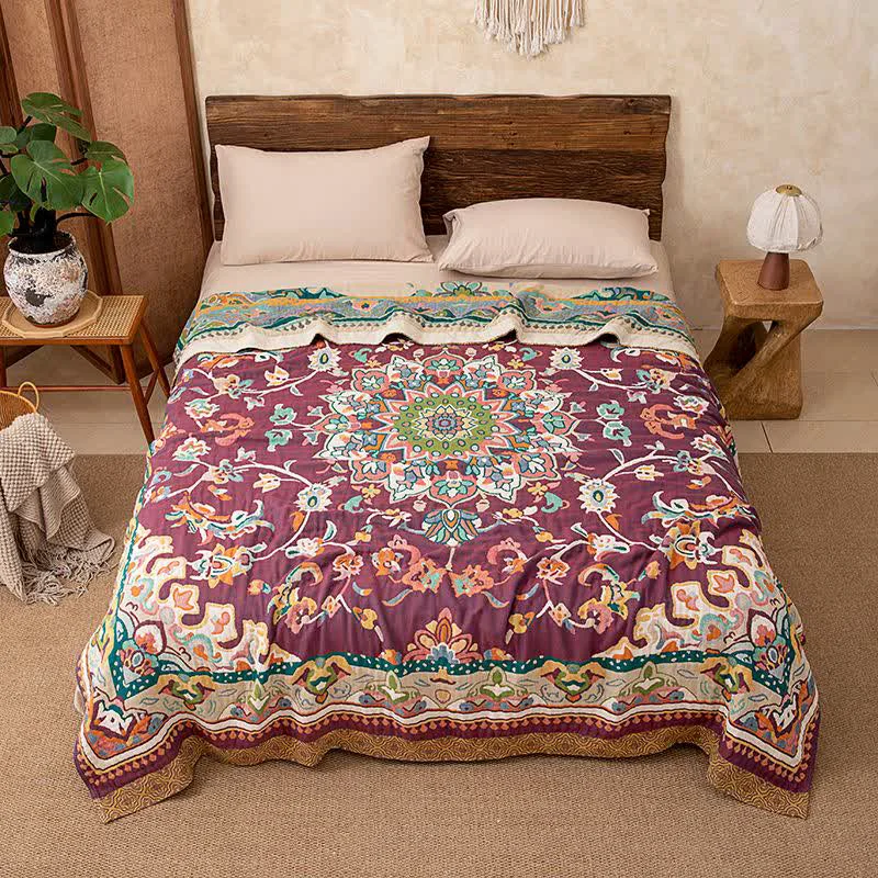 Modern Ownkoti Retro Ethnic Style Cotton Quilt Blanket Minimalist