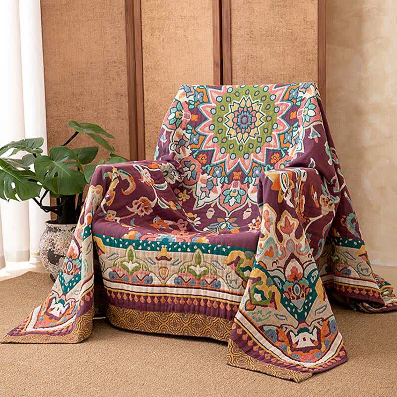 Detailed Ownkoti Retro Ethnic Style Cotton Blanket Casual