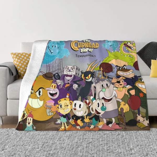 Outstanding Cuphead amp Mugman Blanket – 3D Cartoon Gaming Flannel Throw for Kids amp Gamers Pure