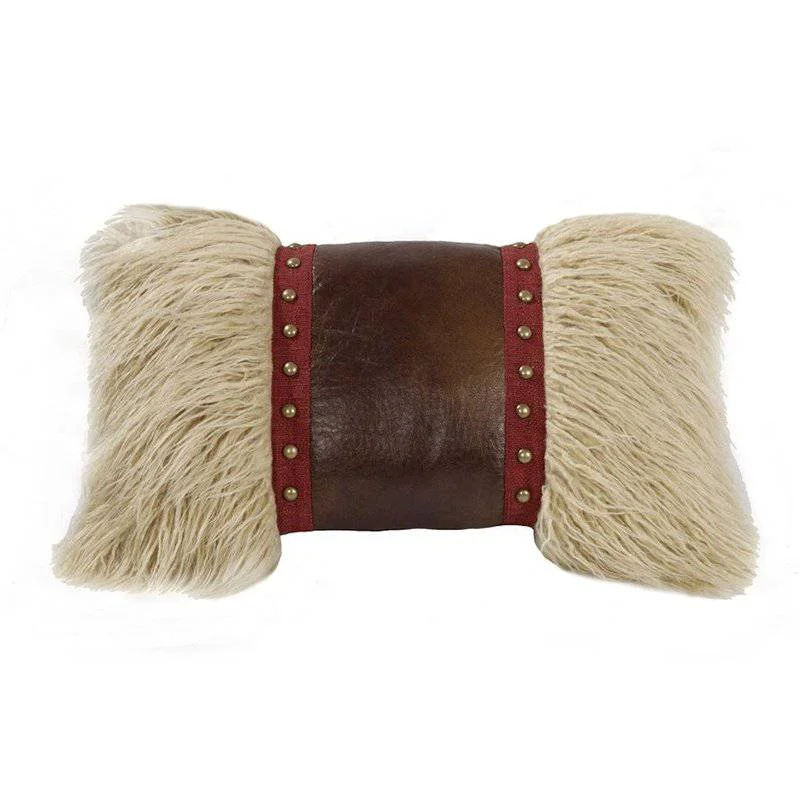 Traditional Mongolian Faux Fur Accent Pillow 12 X 19 Fast