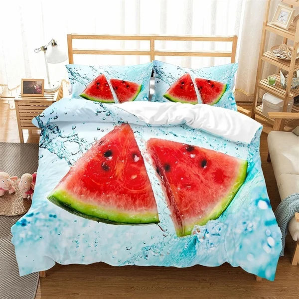 Casual Watermelon Fruit Doona Cover – Colorful Themed Bedding Set For Bedroom Decor Recyclable