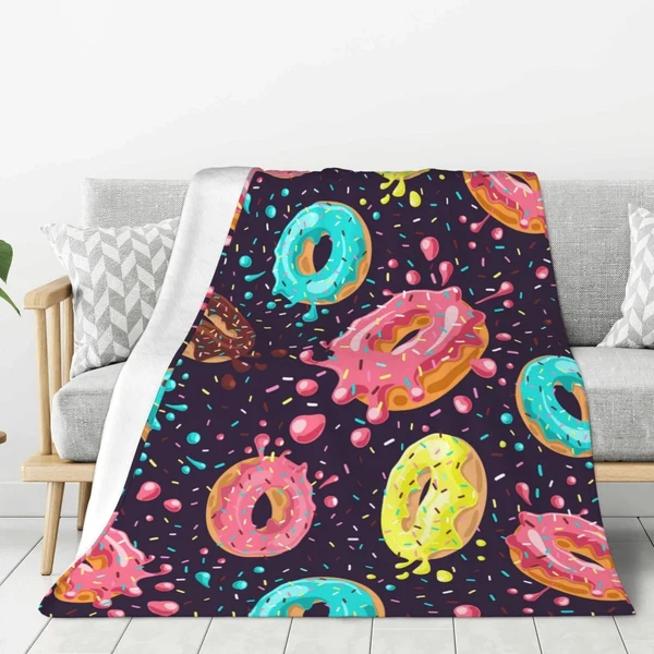 Sustainable Donut Throw Blanket – Sweet Dessert Flannel Blanket for Kids Teens amp Adults Official