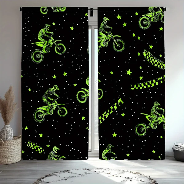 Verified Motocross Rider Curtains – Extreme Sports Window Drapes for Dirt Bike Fans Carefully Designed