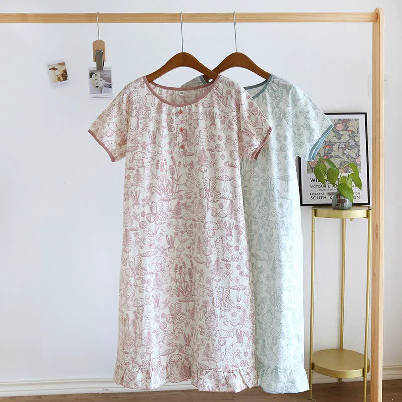 Refined Ownkoti Rustic Mushroom amp Bunny Cotton Nightgown Flexible