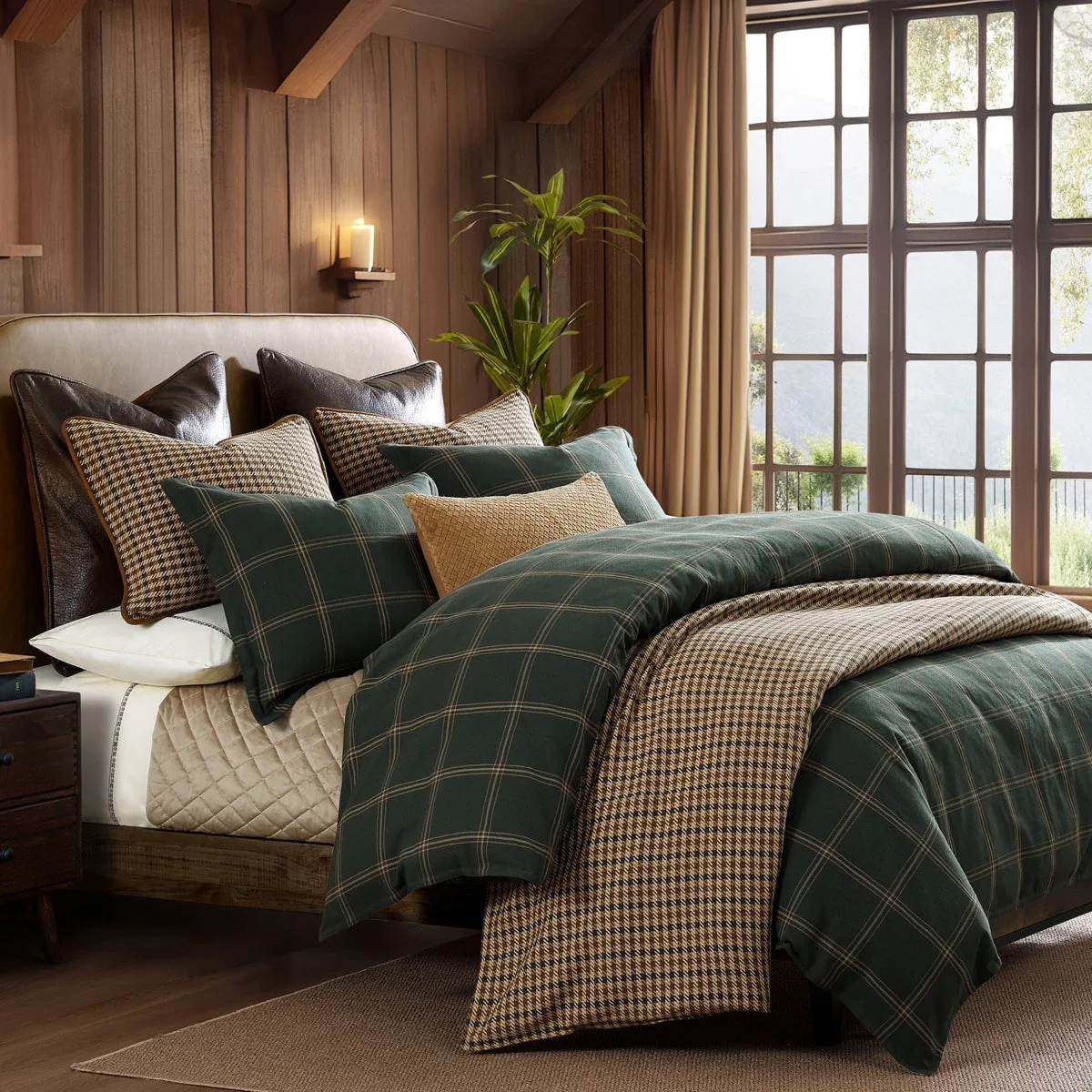 Breathable Windowpane Plaid Bedding Set User-Friendly