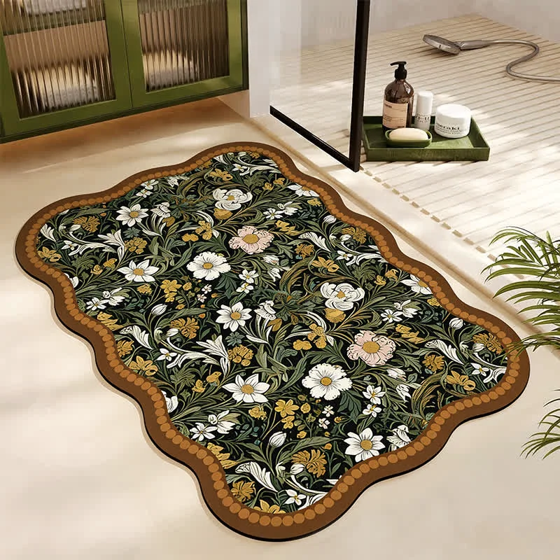Environmentally Friendly Ownkoti Art Inspired Floral Diatom Mud Bath Mat Dependable