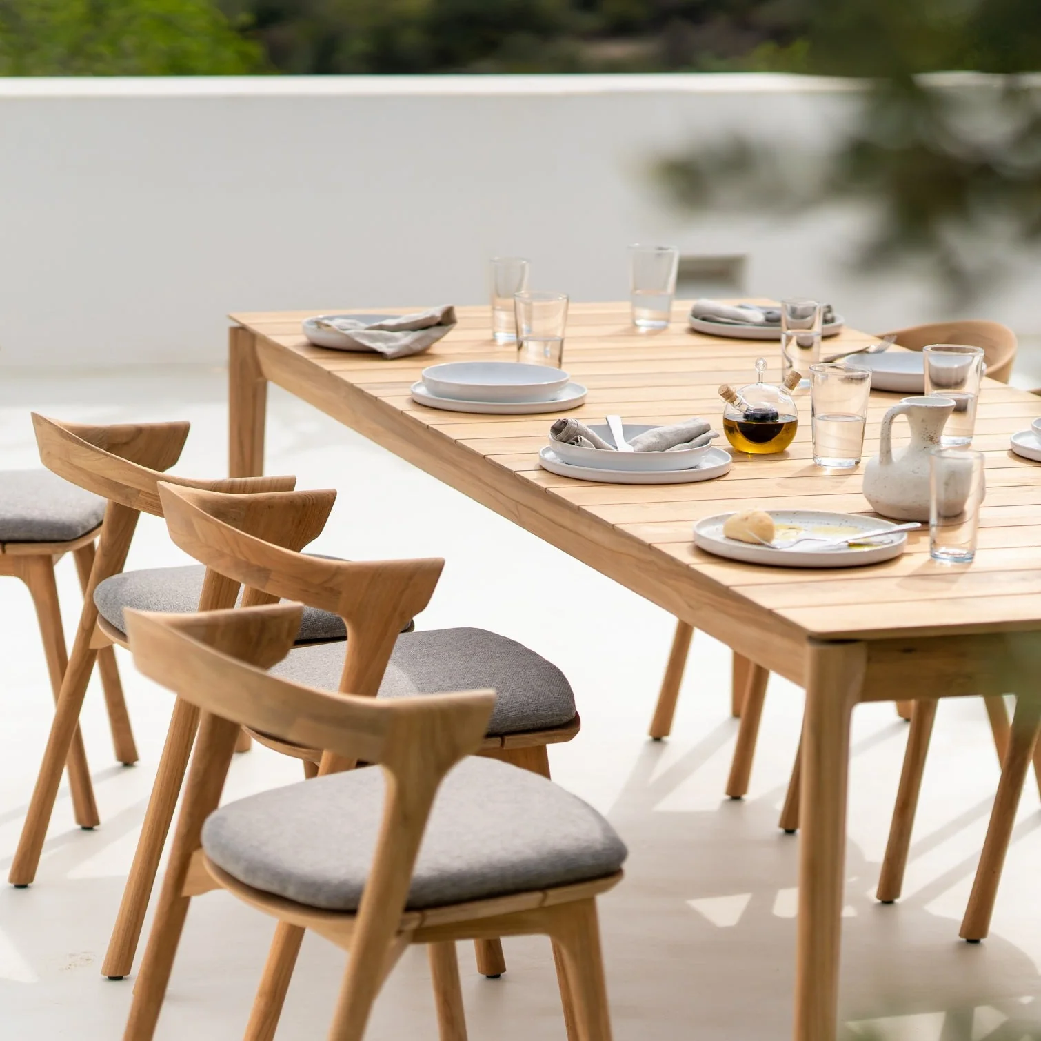 Premium Bok Solid Teak Outdoor Dining Table 98 quot High-Grade