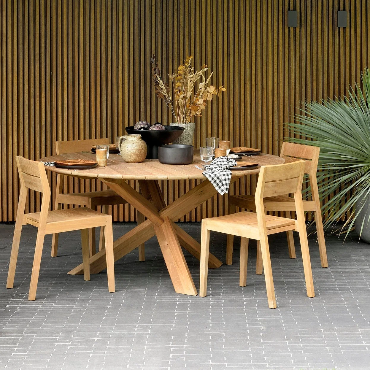 Selected Circle Solid Teak Outdoor Dining Table 64.5 quot Healthy