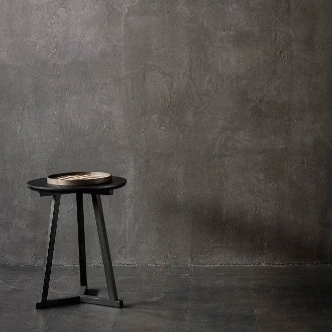 Secure Tripod Side Table Black Oak Dependable