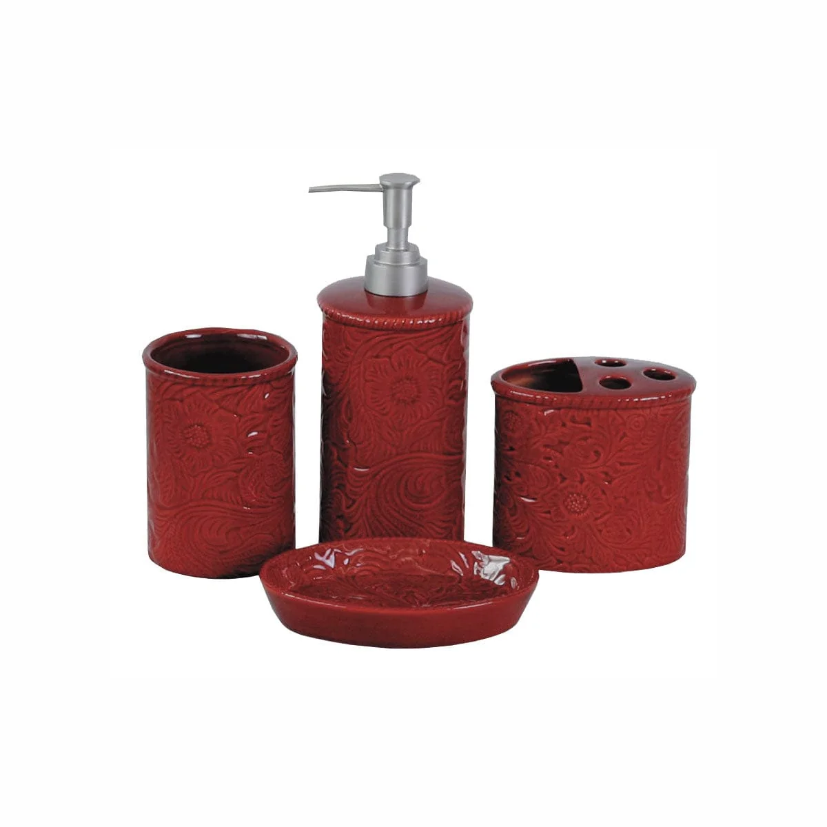 Enhanced Savannah Ceramic Countertop Bathroom Set 4 Pc World-Class