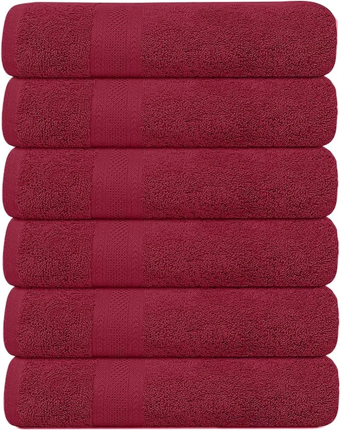 Reusable KAHAF COLLECTION 6 Pack Bath Towels Set Ring Spun Cotton Lightweight Long-Lasting