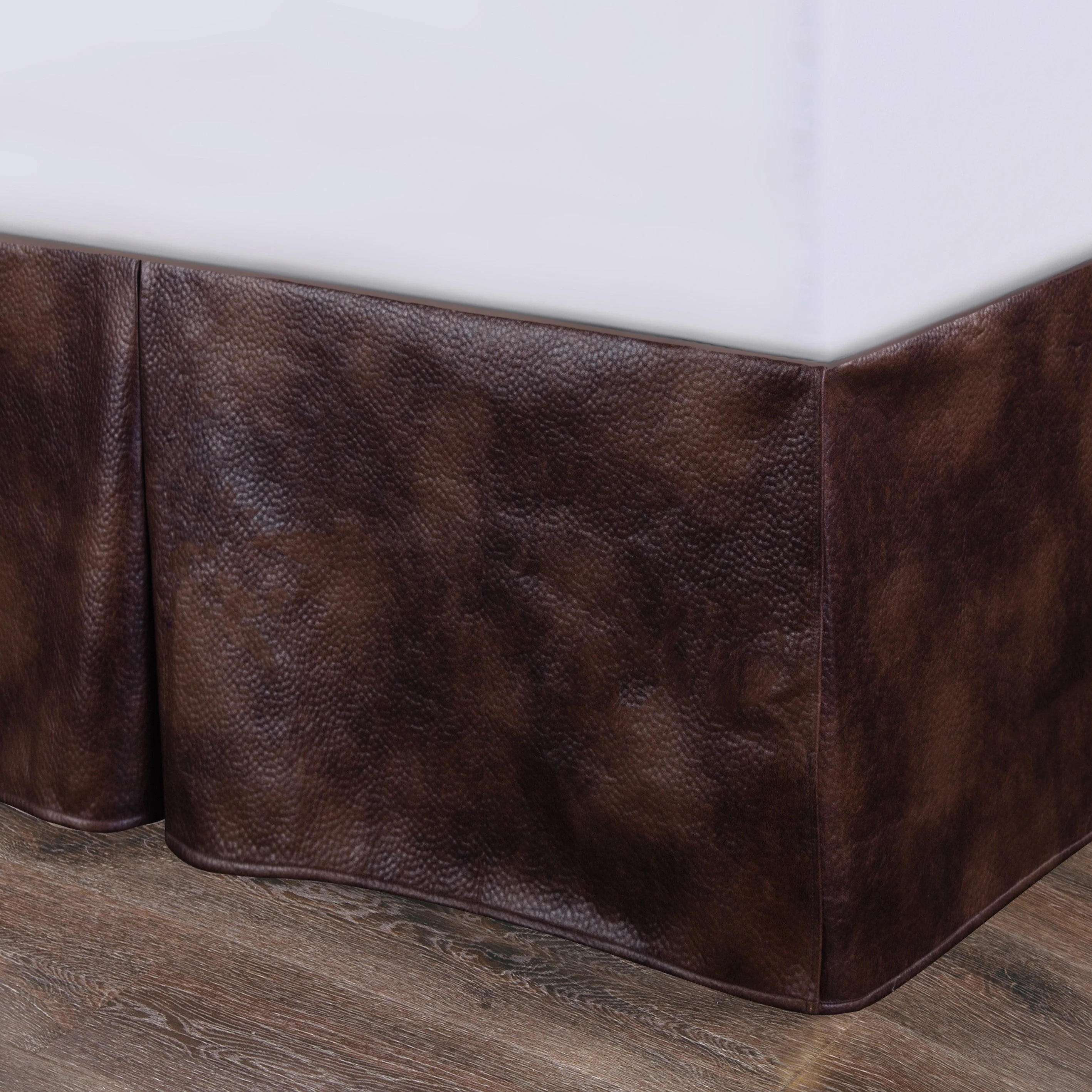 World-Class Brown Faux Leather Bed Skirt Casual