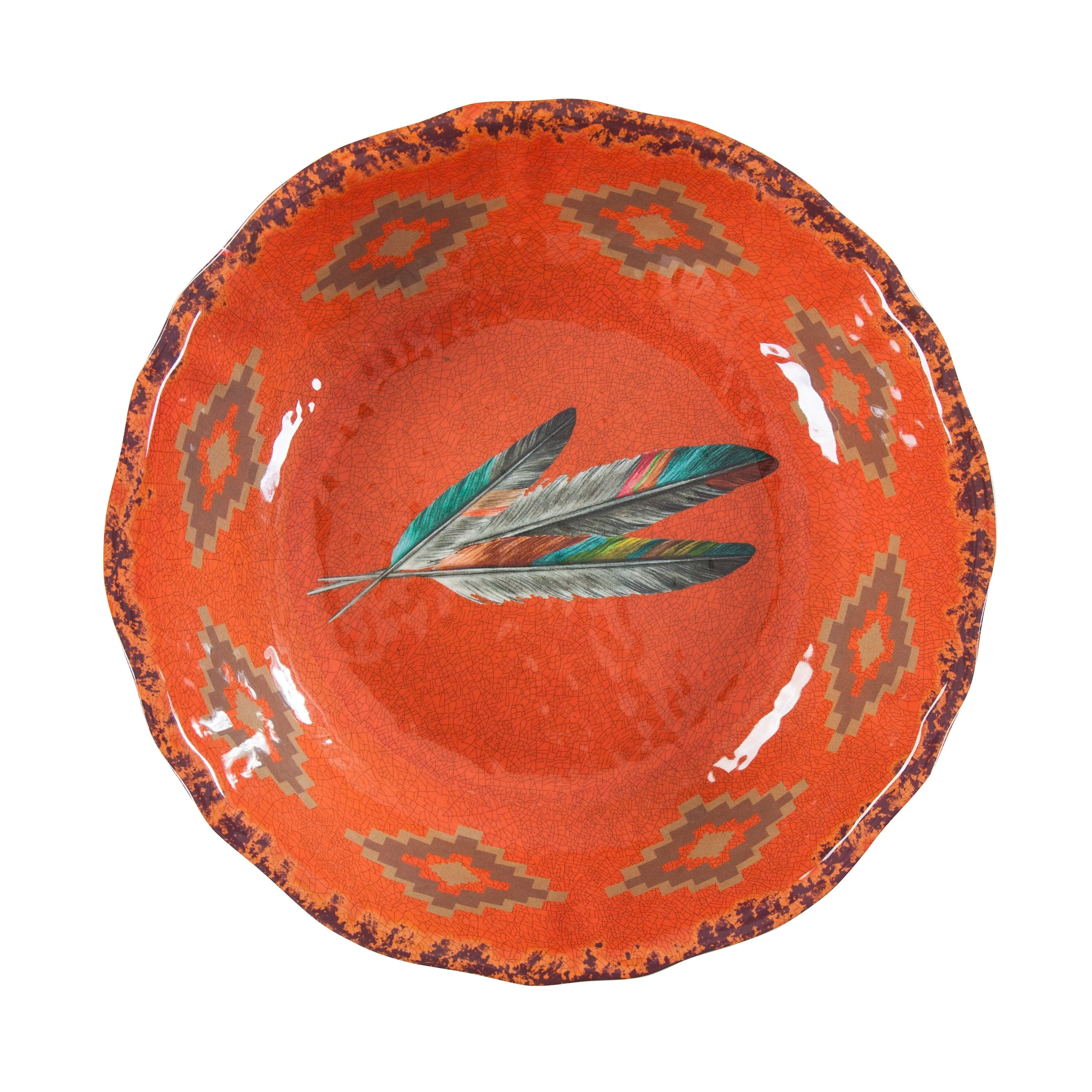 Carefully Designed Feather Design Melamine Serving Bowl Elegant