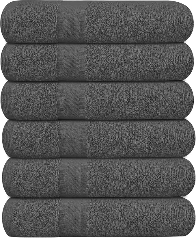 Versatile KAHAF COLLECTION 6 Pack Bath Towels Set Ring Spun Cotton Lightweight Genuine
