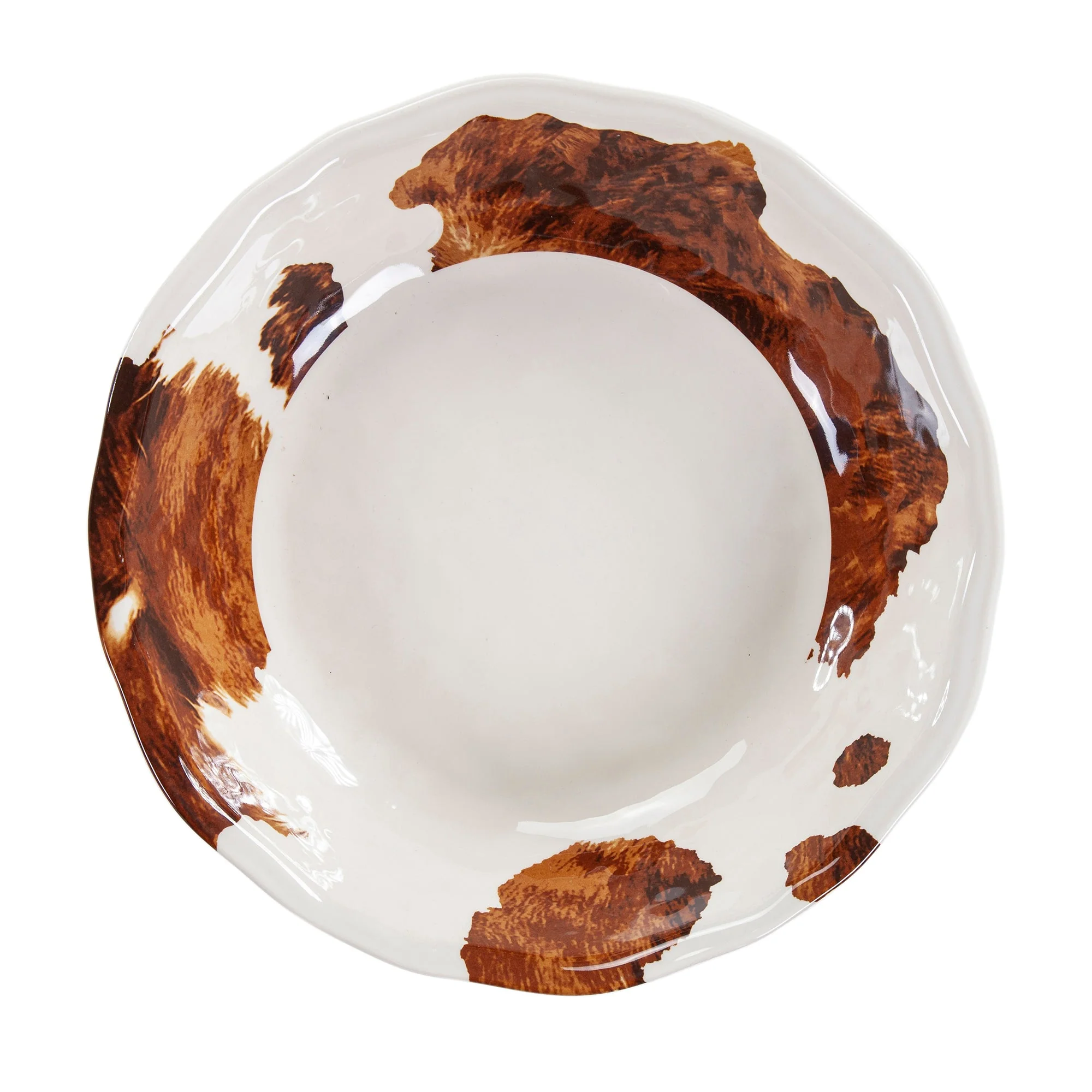 Practical Elsa Cowhide Melamine Serving Bowl Set Powerful