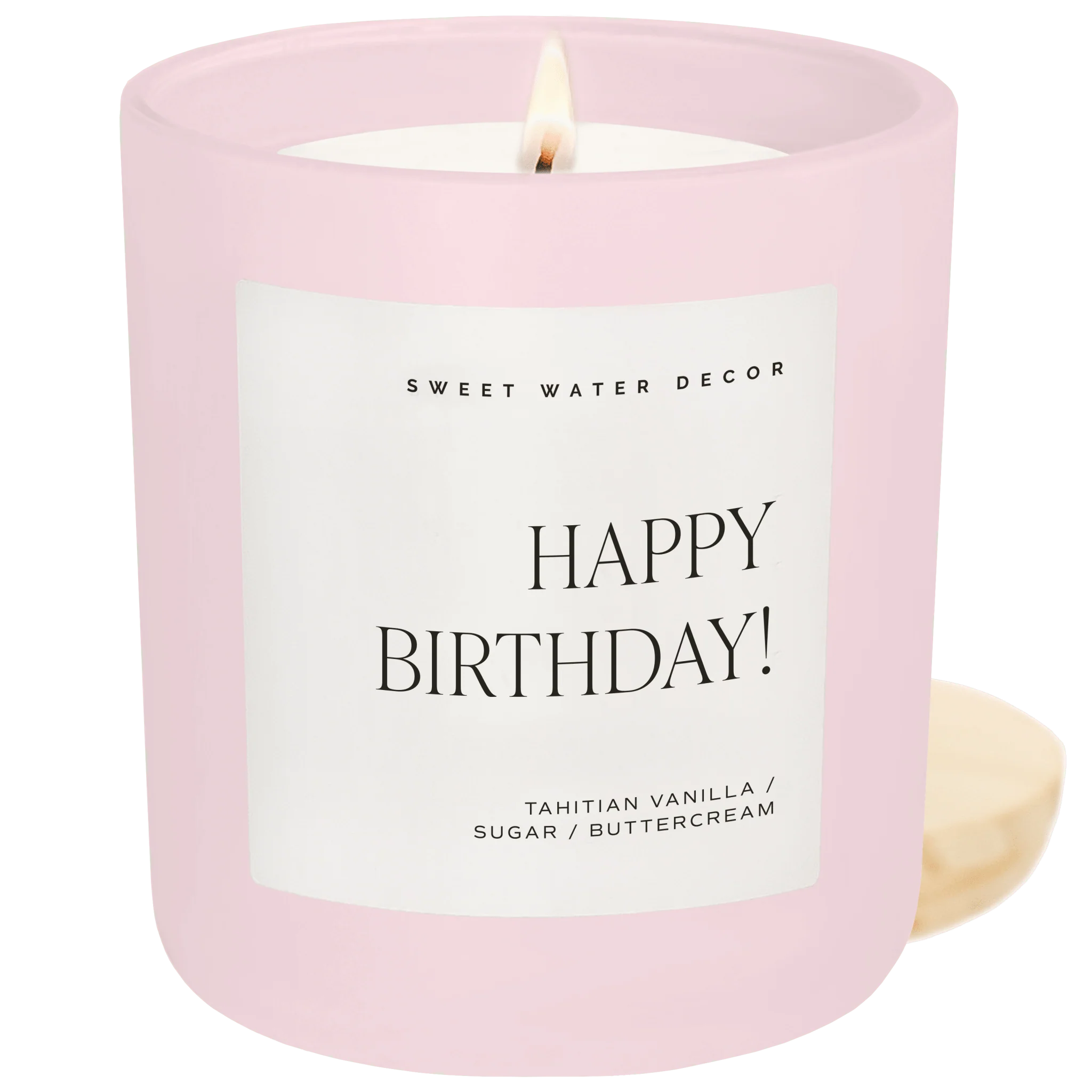 Easy-to-Use Happy Birthday Soy Candle – Pink Matte Jar – 15 oz Vanilla Buttercream Selected