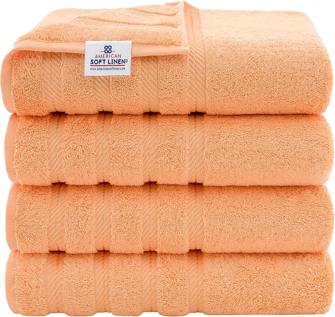 Genuine American Soft Linen Luxury 4 Piece Bath Towel Set 600 GSM Cotton Turkish Premium