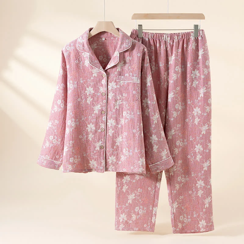Original Design Ownkoti Vintage Floral Jacquard Cotton Linen Pajamas Comfortable