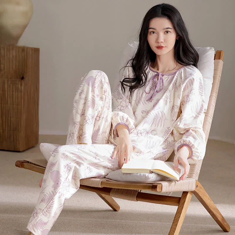 Authentic Ownkoti Botanical Cute Rabbit Cotton Loungwear Set Fast