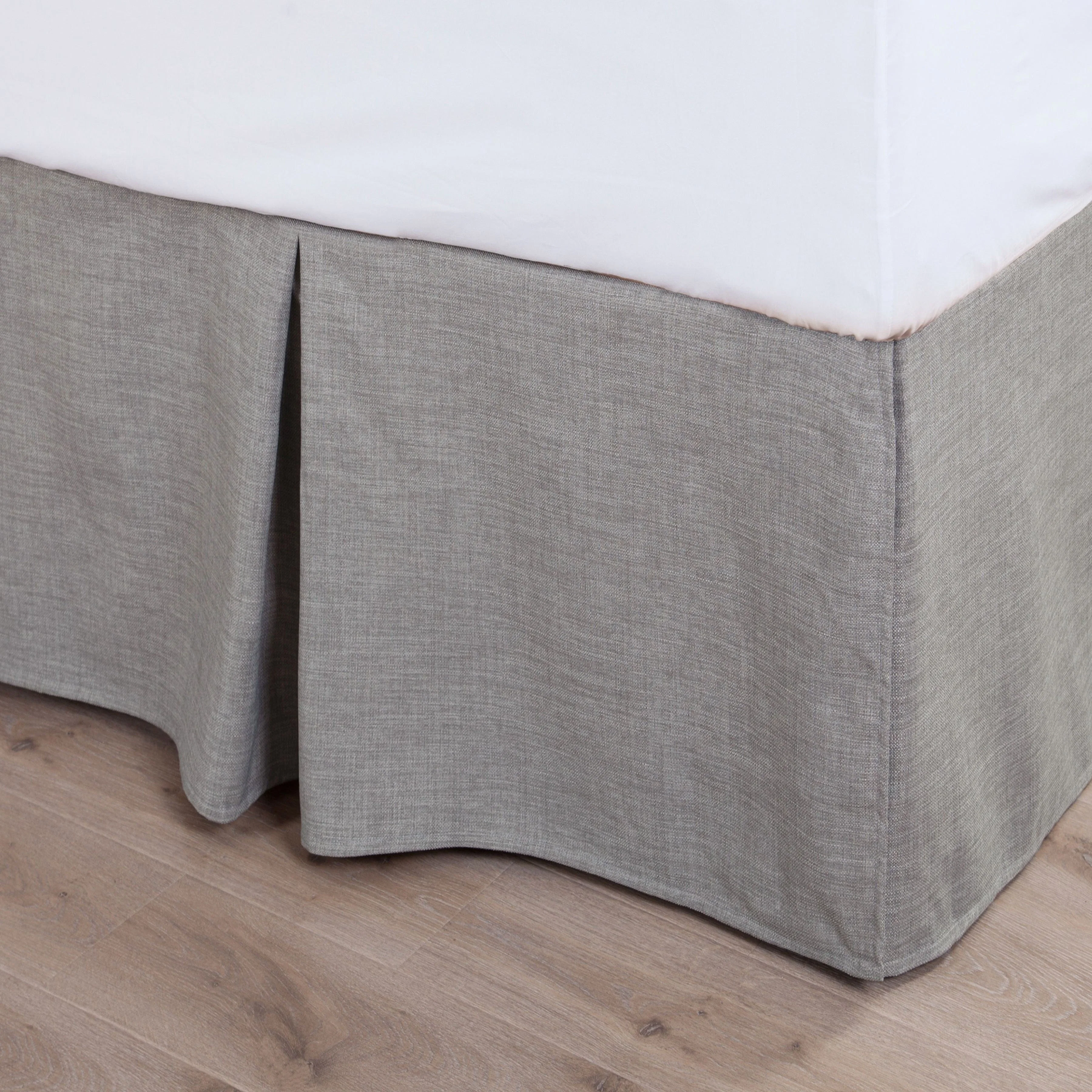 Certified Solid Taupe Faux Linen Bed Skirt Enhanced