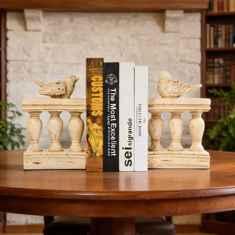 Durable Ownkoti Resin Bird on Railing Bookend Decor Practical