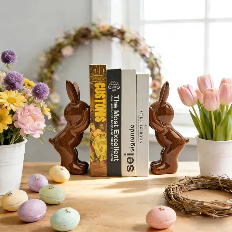 Comfortable Ownkoti Resin Standing Bunny Bookend Decor Eco-Friendly