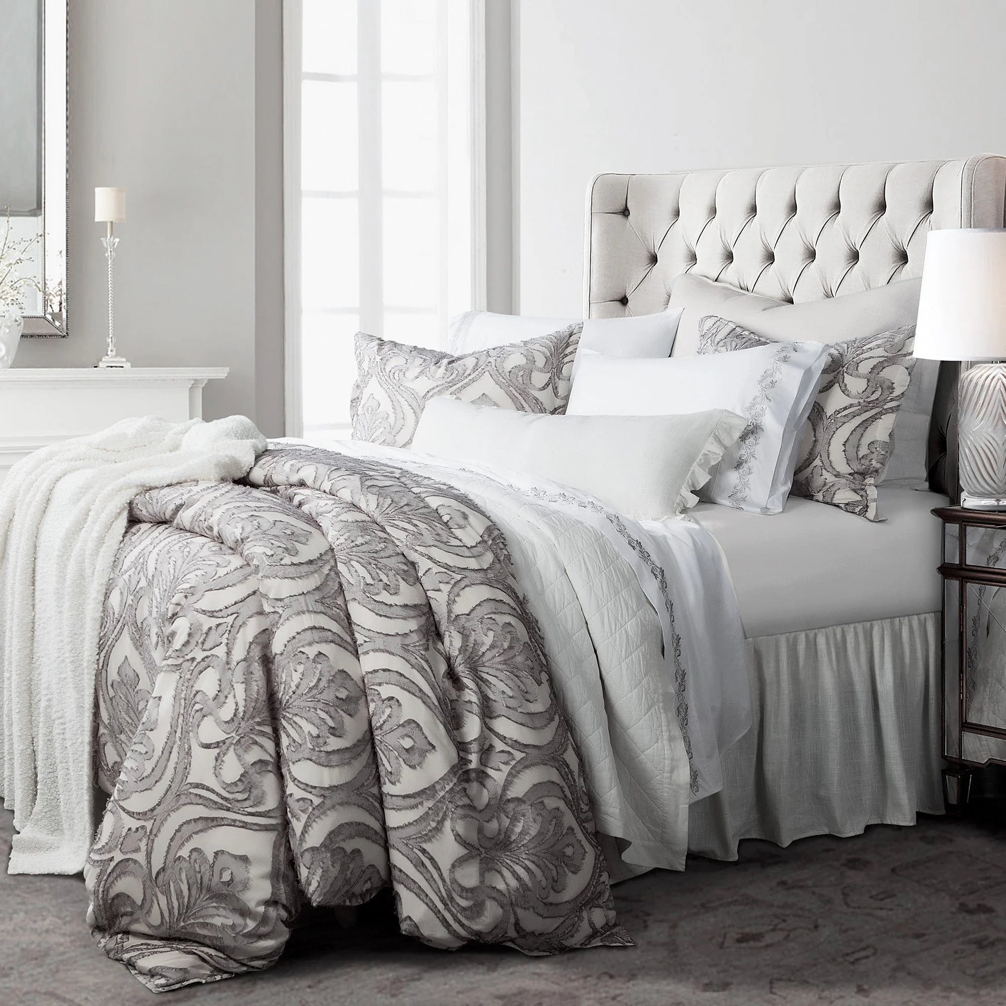 Functional Nicole Damask Duvet Cover Set 3 Pc Stylish