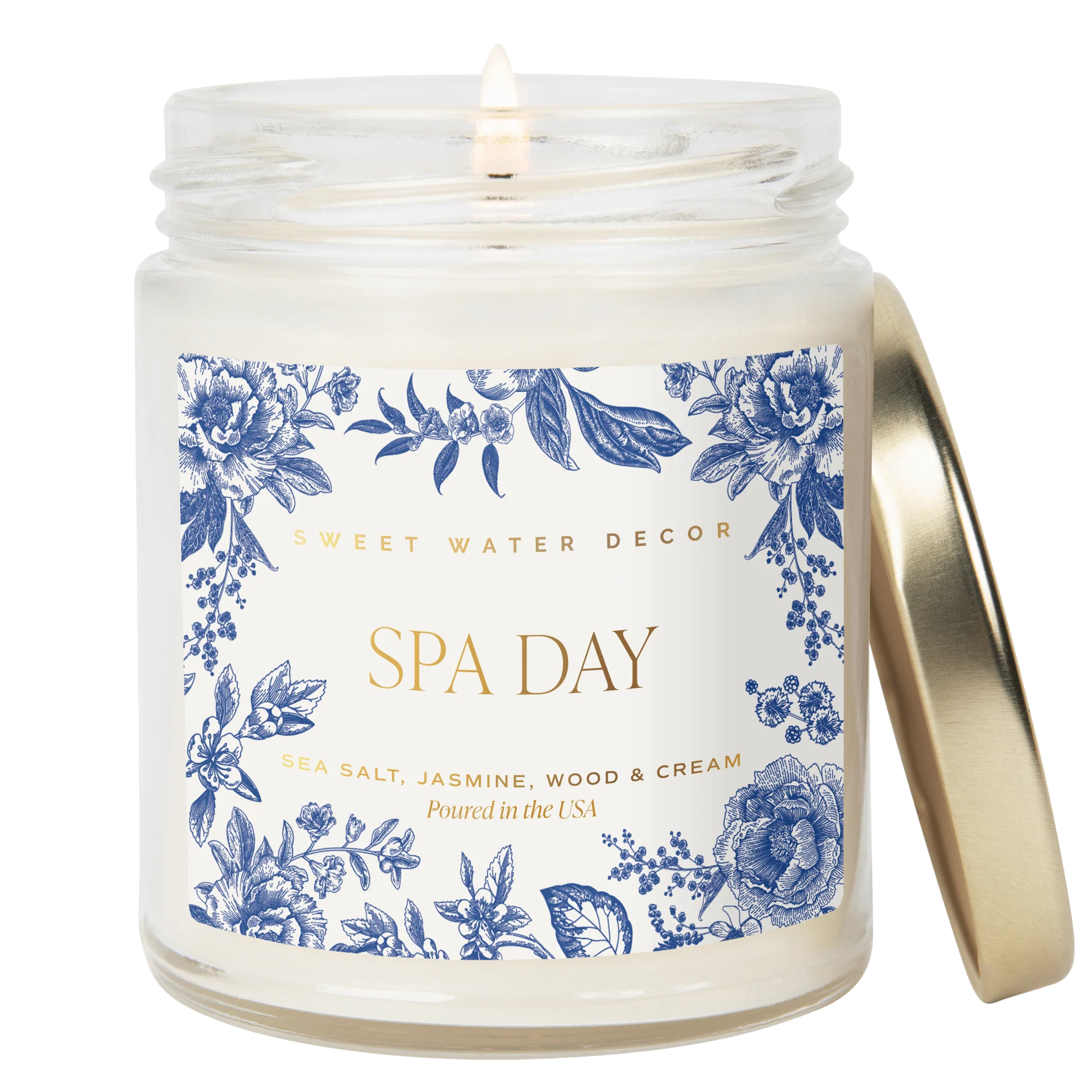 Fashionable Spa Day Soy Patterned Candle – Clear Jar – 9 oz Crafted
