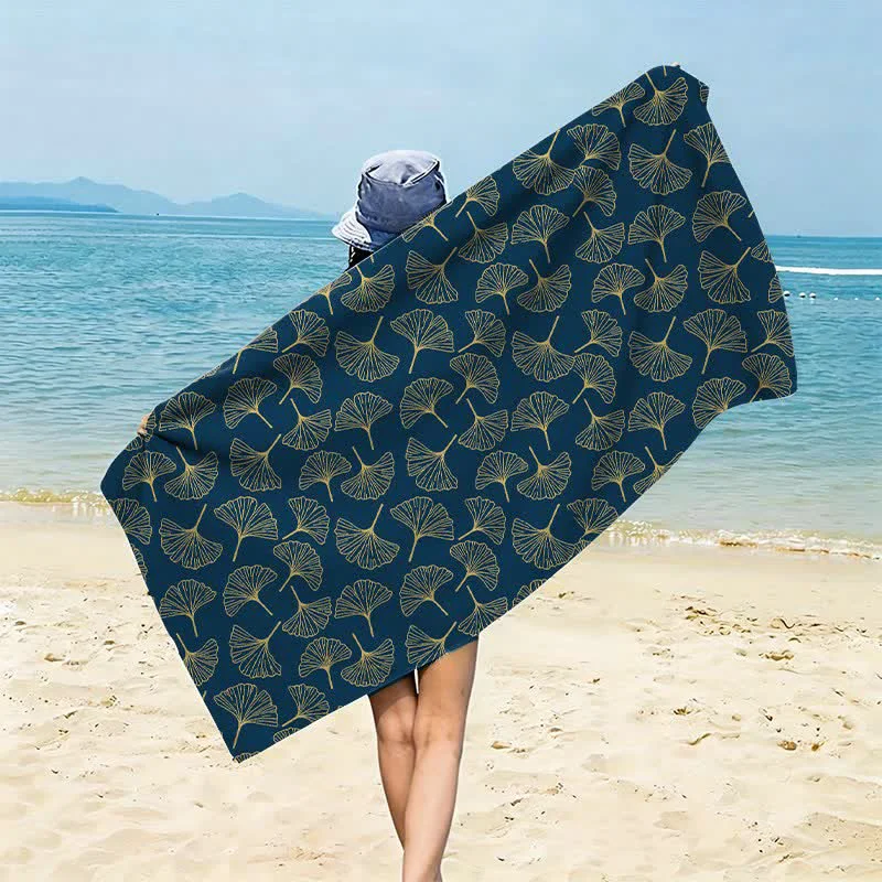 Trusted Ownkoti Line Art Ginkgo Leaf Beach Towel Next-Generation