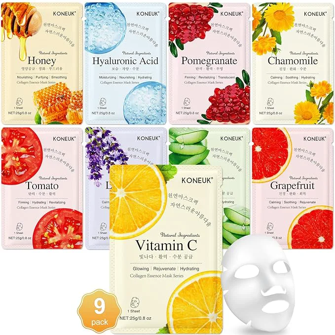 Quality KONEUK 9 Pack Collagen Face Masks Skincare Modern